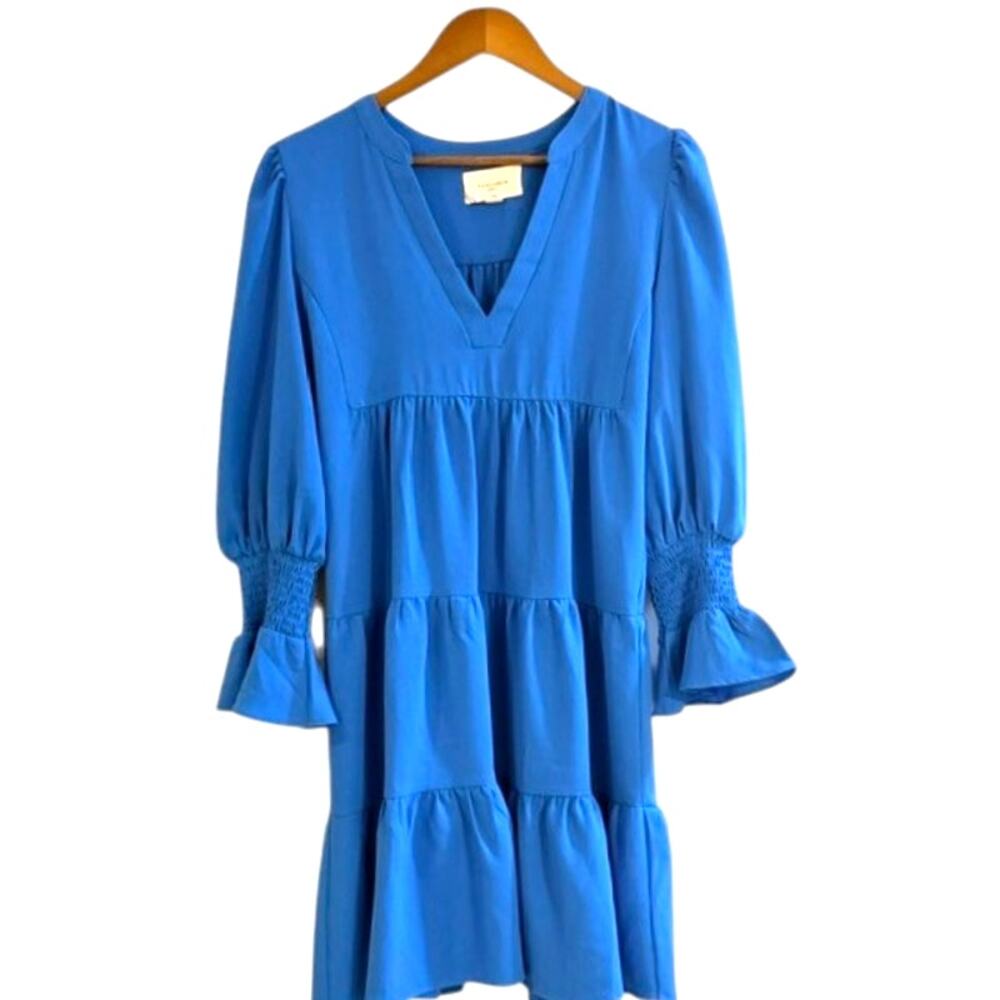 Pomander Place Tuckernuck Kenzo Crepe Dress L Capri Blue - Picture 3 of 6